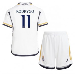 Real Madrid Rodrygo Goes #11 Koszulka Podstawowych Dziecięca 2023-24 Krótki Rękaw (+ Krótkie spodenki)